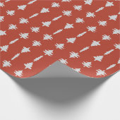 Kerstbomen Wit op Rood Cadeaupapier (Hoek)