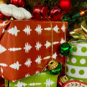 Kerstbomen Wit op Rood Cadeaupapier