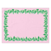 Kerstbomen Wit Sneeuwvlokken Roze Tafelkleed (Voorkant (Horizontaal))