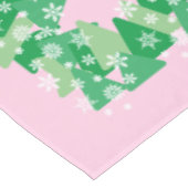 Kerstbomen Wit Sneeuwvlokken Roze Tafelkleed (Gekanteld)