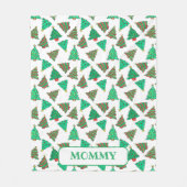 kerstbomen | Witte en groene mama Fleece Deken (Voorkant)