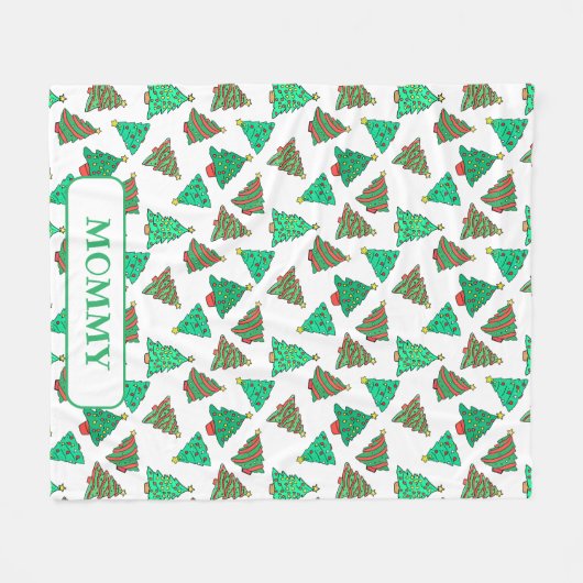 kerstbomen | Witte en groene mama Fleece Deken (Voorkant (Horizontaal))