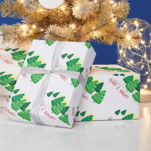 Kerstbomen & Witte Kralen Kerst Cadeaupapier (Feestdagen)