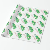 Kerstbomen & Witte Kralen Kerst Cadeaupapier (Uitgerold)