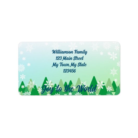 Kerstbomen Witte Sneeuwvlokken Vreugde aan de Were Etiket (Voorkant)