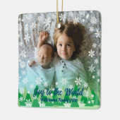 Kerstbomen Witte Sneeuwvlokken Vreugde aan de Were Keramisch Ornament (Links)