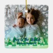 Kerstbomen Witte Sneeuwvlokken Vreugde aan de Were Keramisch Ornament (Achterkant)