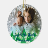 Kerstbomen Witte Sneeuwvlokken Vreugde aan de Were Keramisch Ornament (Links)