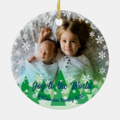 Kerstbomen Witte Sneeuwvlokken Vreugde aan de Were Keramisch Ornament (Achterkant)