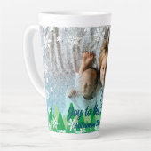 Kerstbomen Witte Sneeuwvlokken Vreugde aan de Were Latte Mok (Linkerhoek)