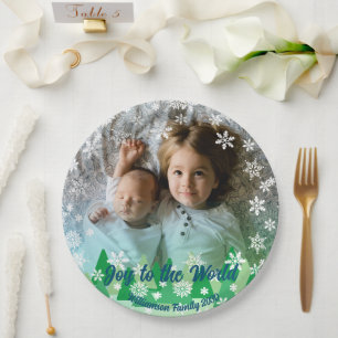Kerstbomen Witte Sneeuwvlokken Vreugde aan de Were Papieren Bordje