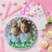 Kerstbomen Witte Sneeuwvlokken Vreugde aan de Were Papieren Bordje (Feest)