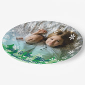 Kerstbomen Witte Sneeuwvlokken Vreugde aan de Were Papieren Bordje (Gekanteld)