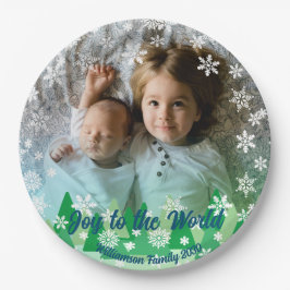 Kerstbomen Witte Sneeuwvlokken Vreugde aan de Were Papieren Bordje