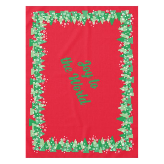 Kerstbomen Witte Sneeuwvlokken Vreugde aan de Were Tafelkleed (Voorkant)