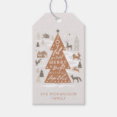 Kerstbomen Woodland Dieren en Cozy Village Cadeaulabel (Voorkant)