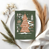 Kerstbomen Woodland Dieren en Cozy Village Feestdagenkaart