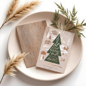 Kerstbomen Woodland Dieren en Cozy Village Folie Feestdagenkaart