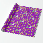 kerstbomen Wrapping Paper Mouse Paarse kaas Cadeaupapier (Uitgerold)