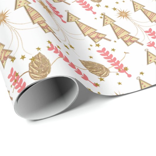Kerstbomen — Wrapping Paper White Cadeaupapier (Rol Hoek)
