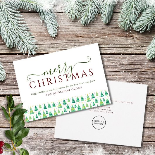 Kerstbomen Zakelijk Bedrijfslogo Feestdagenkaart