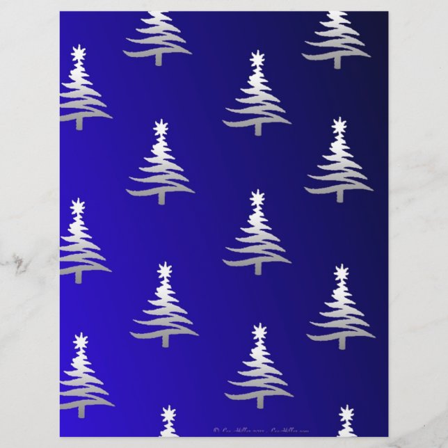 kerstbomen zilver op kobalt Blue (Voorkant)