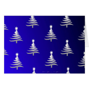 kerstbomen zilver op kobalt Blue