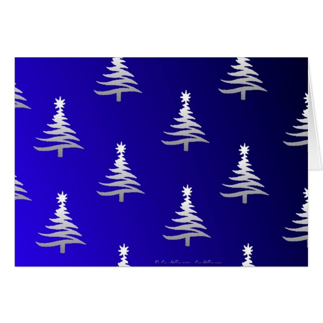 kerstbomen zilver op kobalt Blue (Voorkant Horizontaal)