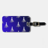 kerstbomen zilver op kobalt Blue Bagagelabel (Voorkant horizontaal)