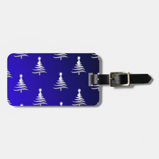 kerstbomen zilver op kobalt Blue Bagagelabel (Voorkant horizontaal)