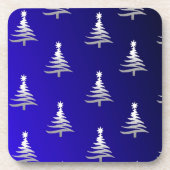 kerstbomen zilver op kobalt Blue Drankjes Onderzetter (Voorkant)