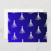 kerstbomen zilver op kobalt Blue Feestdagenkaart (Voorkant / Achterkant)