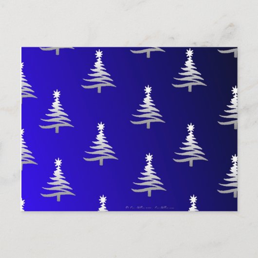 kerstbomen zilver op kobalt Blue Feestdagenkaart (Voorkant)