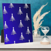 kerstbomen zilver op kobalt Blue Fotoplaat (Zijkant)