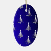 kerstbomen zilver op kobalt Blue Keramisch Ornament (Rechts)