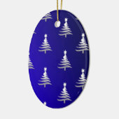 kerstbomen zilver op kobalt Blue Keramisch Ornament (Links)