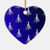 kerstbomen zilver op kobalt Blue Keramisch Ornament (Voorkant)