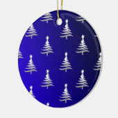 kerstbomen zilver op kobalt Blue Keramisch Ornament (Links)
