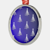 kerstbomen zilver op kobalt Blue Metalen Ornament (Links)