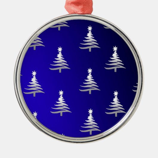 kerstbomen zilver op kobalt Blue Metalen Ornament (Voorkant)