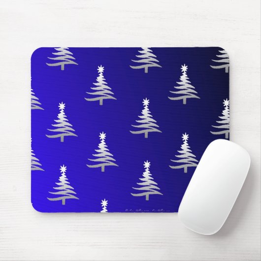kerstbomen zilver op kobalt Blue Muismat (Met muis)