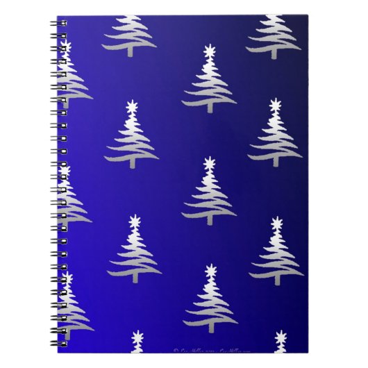 kerstbomen zilver op kobalt Blue Notitieboek (Voorkant)