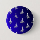 kerstbomen zilver op kobalt Blue Ronde Button 5,7 Cm (Voorkant)