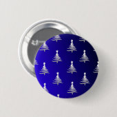 kerstbomen zilver op kobalt Blue Ronde Button 5,7 Cm (Voorkant /achterkant)