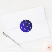 kerstbomen zilver op kobalt Blue Ronde Sticker (Envelop)