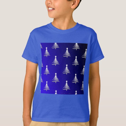 kerstbomen zilver op kobalt Blue T-shirt (Voorkant)