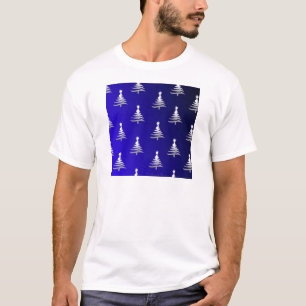 kerstbomen zilver op kobalt Blue T-shirt