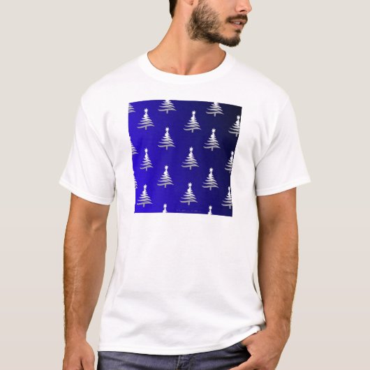 kerstbomen zilver op kobalt Blue T-shirt (Voorkant)