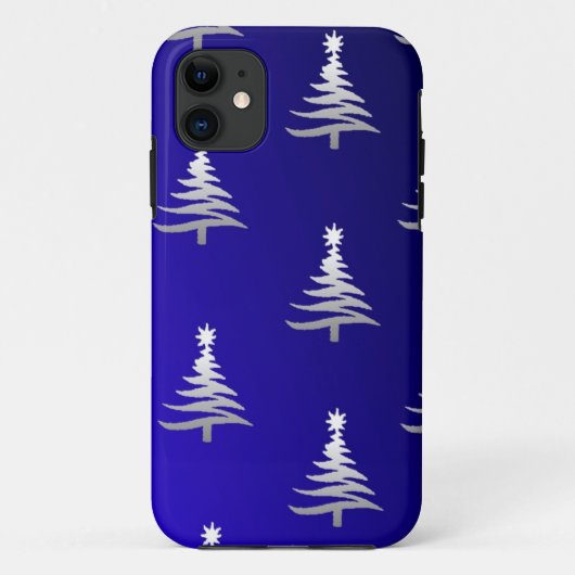Kerstbomen Zilver op Kobaltblauw Case-Mate iPhone Case (Achterkant)