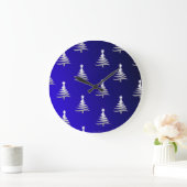 Kerstbomen Zilver op Kobaltblauw Grote Klok (Huis)